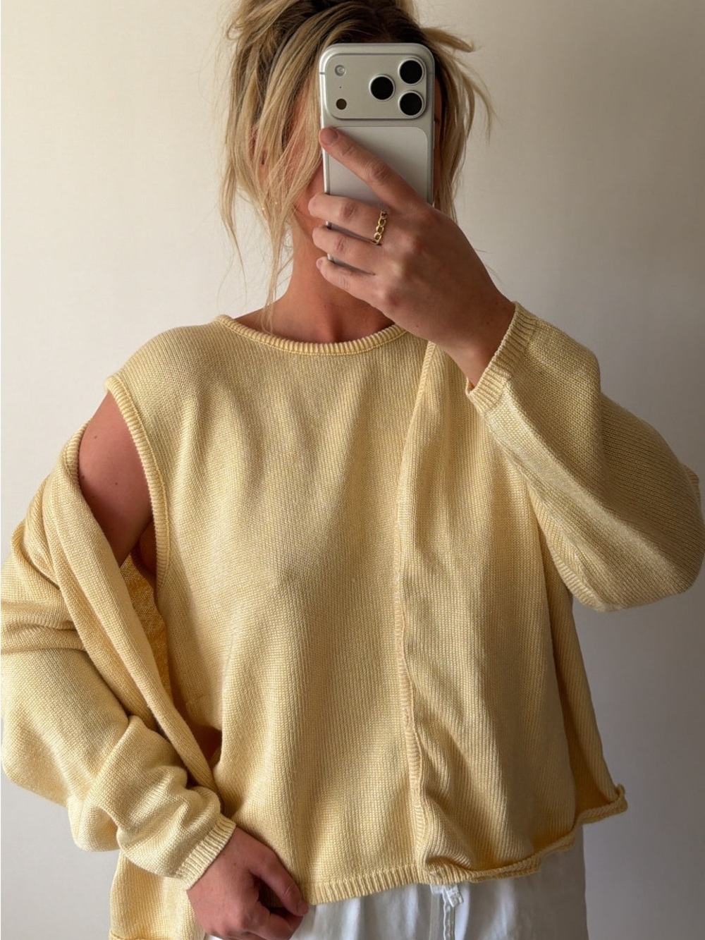 Jessica Howard Vintage Butter Yellow Button Front Cardigan Set